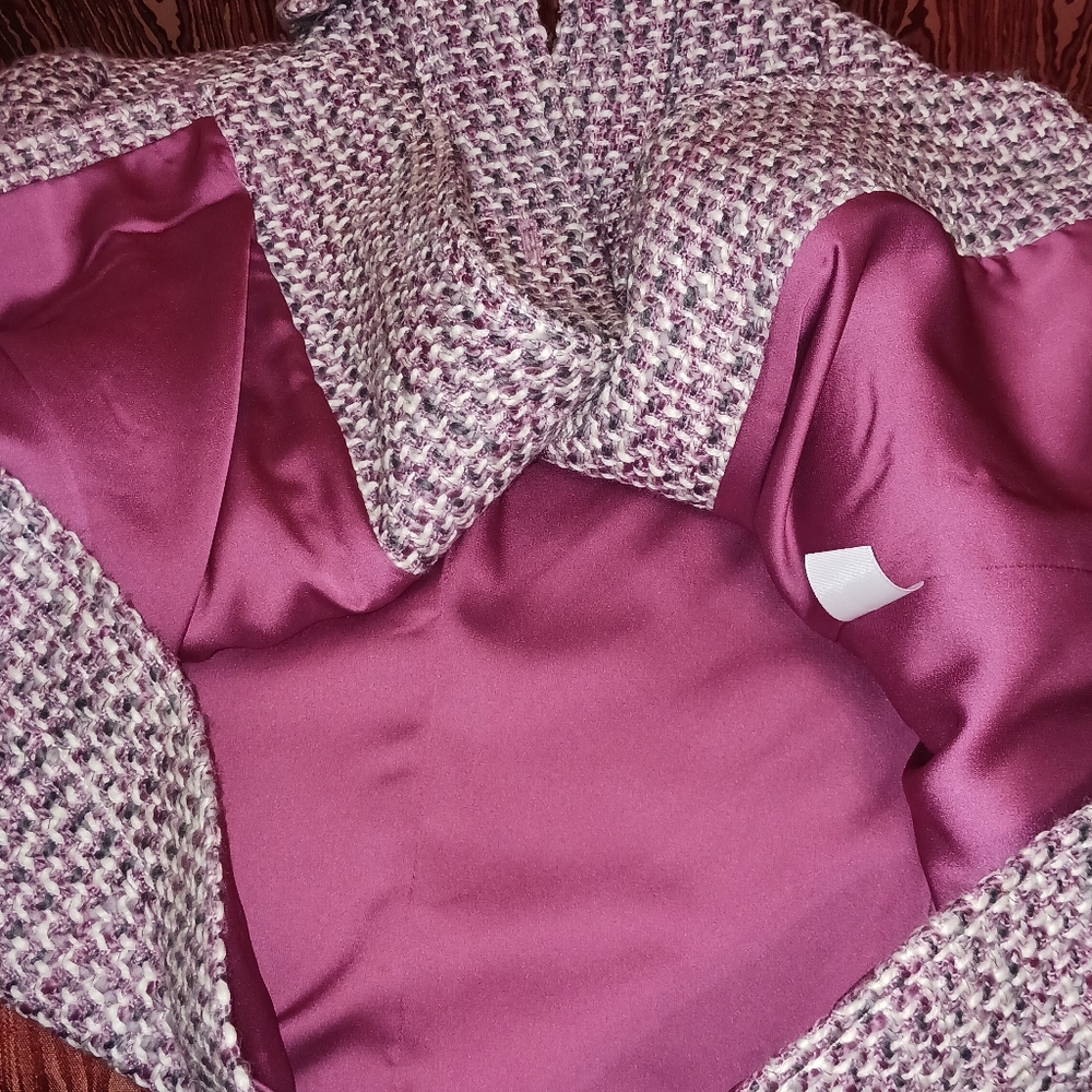 TALBOTS Tweed Long Sleeve Collared Snap Button Blazer Women's Sz 6 NWT - Picture 8 of 13